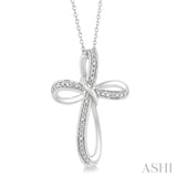 Sterling Silver Diamond Infinity Cross Pendant, 0.03 CaratTW