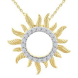 10K Two Tone Sunburst Diamond Pendant, 0.25 Carat tw