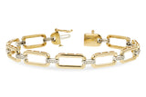 14K Yellow Gold Oval Link Diamond Bracelet, 0.25 Carat TW