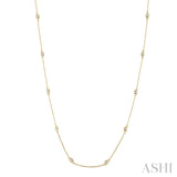 14KY 0.33 CTW Diamond Round Cut Station Necklace, 18"