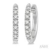 10K White Gold Round Cut Diamond Huggie Earrings