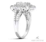 14K White Gold Baguette Diamond Engagement Ring, 1.61Carat TW