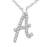 10K White Gold Diamond Initial "A" Necklace, 0.07 Carat TW
