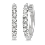 10K White Gold Round Cut Diamond Huggie Earrings, 0.12CTW