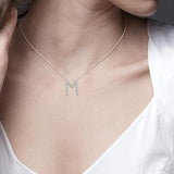 10K White Gold Diamond Initial "M" Pendant w/ 0.06 Carat TW