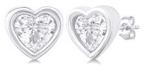 10K White Gold Petite Bezel Set Heart Shape Diamond Fashion Stud Earrings, 0.20Carat TW