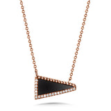 14KR Gold Triangular Onyx and Diamond Necklace