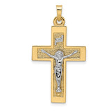 14KY INRI Solid Crucifix Pendant