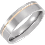 Titanium Grooved Band with 18 KR Gold Plating, Size 10