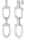 Sterling Silver Bold Open Link Diamond Earrings, 0.08 Carat TW