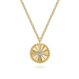 14K Yellow Gold Diamond Pendant - Bujukan - 17.5"
