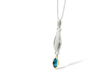 Sterling Silver Blue Topaz Marquise Pendant w/ 14KGP