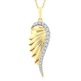 10K Yellow Gold Diamond Angel Wing Pendant, 0.23 Carat tw