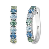 Vanilla Gold Montana Sapphire Hoop Earrings, 1.68Carat TW