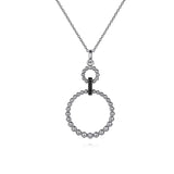 Sterling Silver Black Spinel (.11 CTW) Bujukan Double Circle Necklace, 17.5