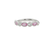 14K White Gold 0.48Carat TW Pink Sapphire Marquise Cut & 0.28Carat TW Diamond Round Cut G-H  SI2 7