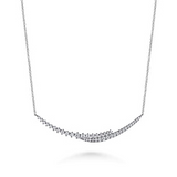 14K White Gold Graduating Diamond Bar Necklace, 0.76Carat TW