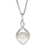 Sterling Silver Lariat White Rice Pearl Drop Pendant