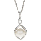 Sterling Silver Lariat White Pearl Drop Pendant