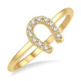 10KY Diamond Horseshoe Petite Fashion Ring w/ 0.10 ctw