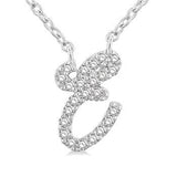10K White Gold Script Diamond "E" Necklace, 0.07 Carat TW