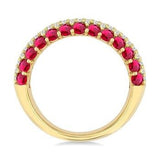 14K Yellow Gold Ruby and Round Cut Diamond Precious Band, 0.50Carat TW