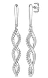 10K White Gold Swirl Earrings, 0.20 Carat TW