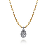 14K White & Yellow Gold Bujukan Diamond Teardrop Necklace, 0.25 Carat TW
