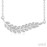 Sterling Silver Diamond Leaf Necklace, 0.10 Carat TW