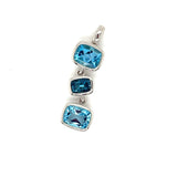 Sterling Silver Three Stone Swiss London Blue Topaz Pendant