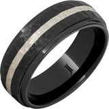 Black Diamond Ceramic Ring with Sterling Silver Inlay