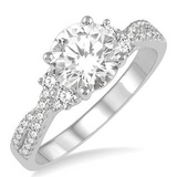 14K White Gold .90-1.25Carat Diamond Round Engagement Ring, 0.35Carat TW