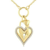 10K Yellow Gold Diamond Heart Lock & Key Diamond Fashion Pendant, 0.15Carat TW