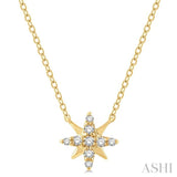 10K Yellow Gold Diamond Starburst Necklace, 0.08 Carat TW