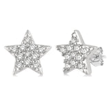 White Gold Diamond Star Petite Fashion Earrings, 0.10 Carat TW