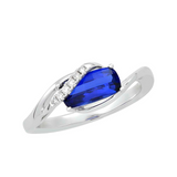 14K White Gold 1.24Carat TW Lab Grown Blue Sapphire and 0.04Carat TW Natural Diamonds Ring