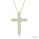 Yellow Gold Diamond Cross Pendant-  0.75 ctw