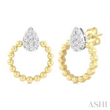 10K Yellow Gold Diamond Bead Shank Pear Shape Lovebright Earrings, 0.25Carat TW