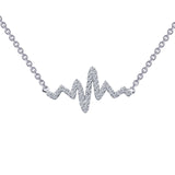 Sterling Silver Diamond CZ Heart Beat Necklace w/ 0.39 ctw