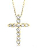 14K Yellow Gold Diamond Cross Pendant, 0 .10Carat TW