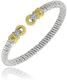 Sterling Silver/14K Yellow Gold 4MM Diamond Fashion Bracelet .11Carat TW