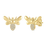 Yellow Gold Bumble Bee Earrings, 0.06CTW