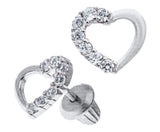 Sterling Silver Open Heart CZ Earrings