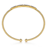14K Yellow Gold Bujukan Diamond and Blue Sapphire Split Bangle