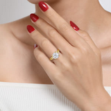 14K Yellow Gold 3.0Carat Diamond Round Engagement Ring with .10 Carat TW Diamonds