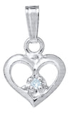 Sterling Silver Open Heart Pendant Genuine Diamond