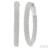 14KW Pave-Set Inside-Out Diamond Hoop Earrings w/ 1.0 ctw