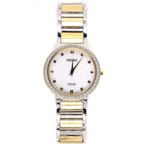 Stainless Steel Two-Tone Solar Watch w/ Swarovski Crystals and White Glitter Face