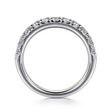 14K White Gold .78Carat TW 11 Stone French Pave' Diamond Wedding Band