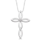 Sterling Silver Diamond Round Cut Cross Pendant, 0.03Carat TW